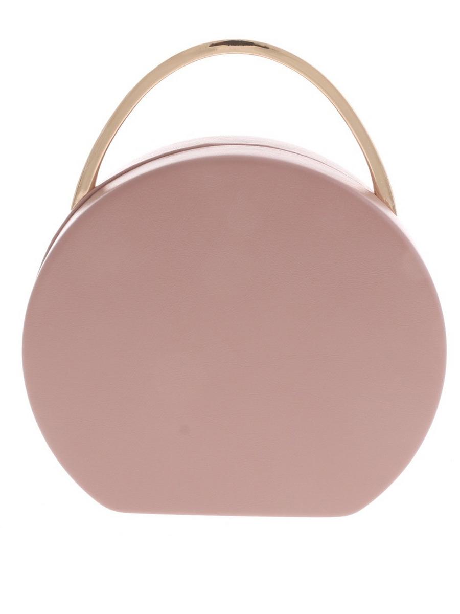 UR ETERNITY BAGS - Round  Metal Handle Pink Leatherette Clut