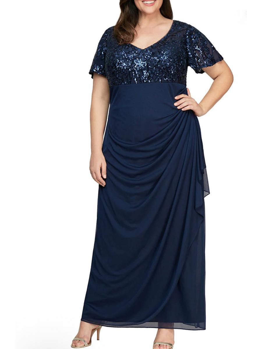 ALEX APPAREL GROUP INC - Long Empire Waist Embroidered Bodice Gown 8496771