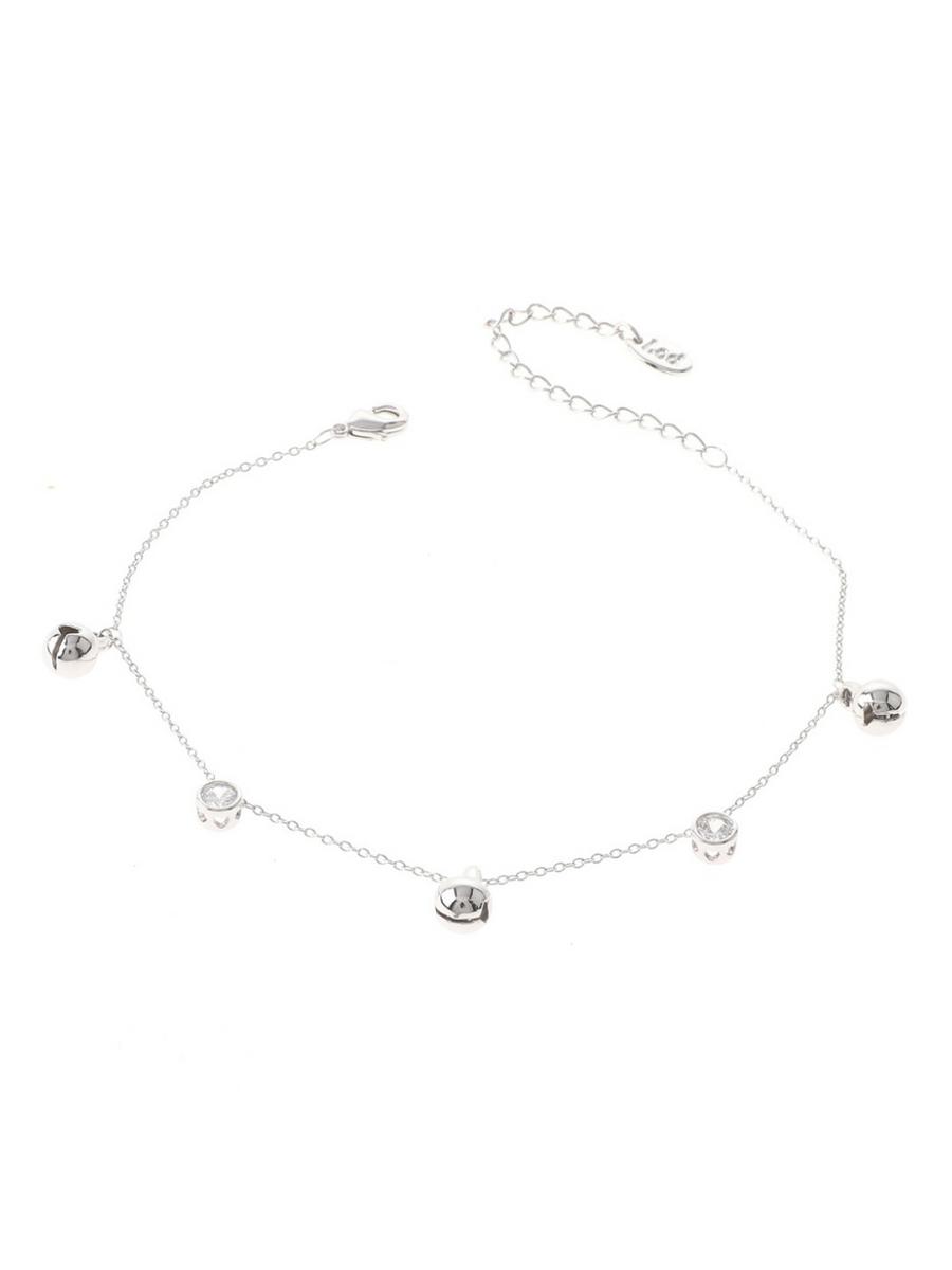 UR ETERNITY BAGS - Copper Metal Rhodium Plated Anklet With Rhinestone