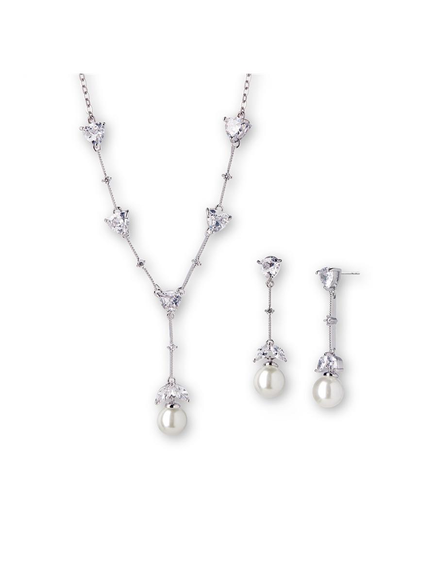 MARIELL - Cubic Zirconia Trillion and Light Ivory Pearl Brid
