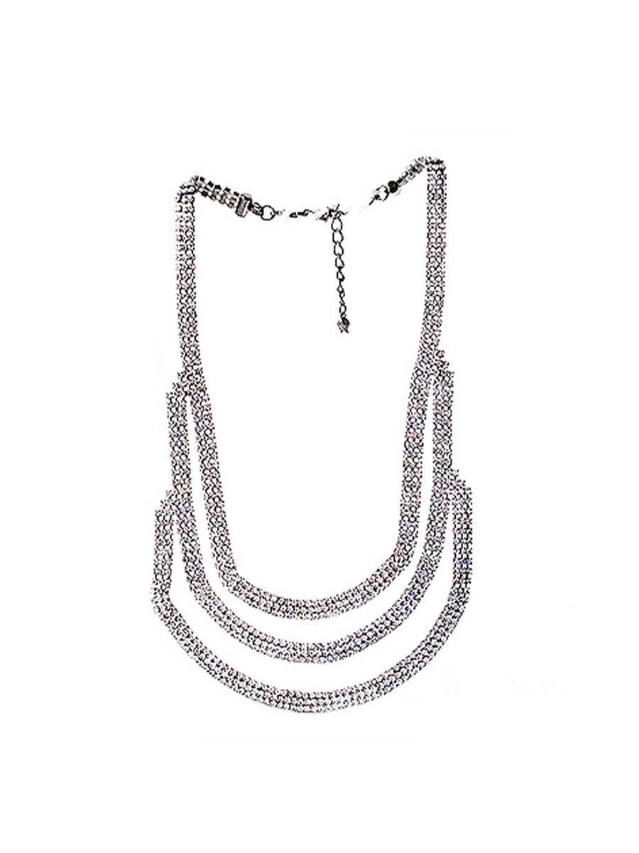 PIN &TUBE - Double Rhinestone Drop Necklace SKN6035