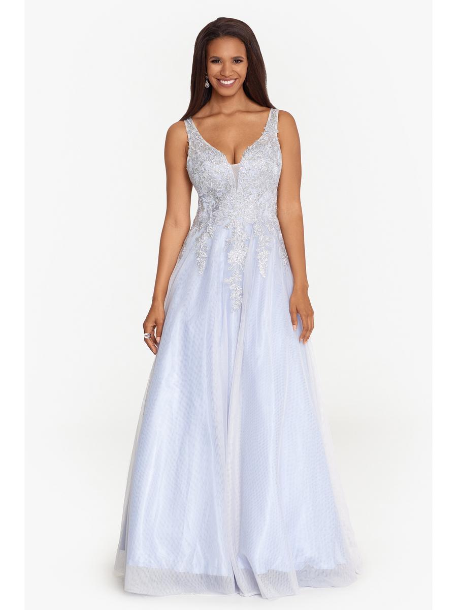 XSCAPE - Mesh Embroidered Beaded Bodice Gown
