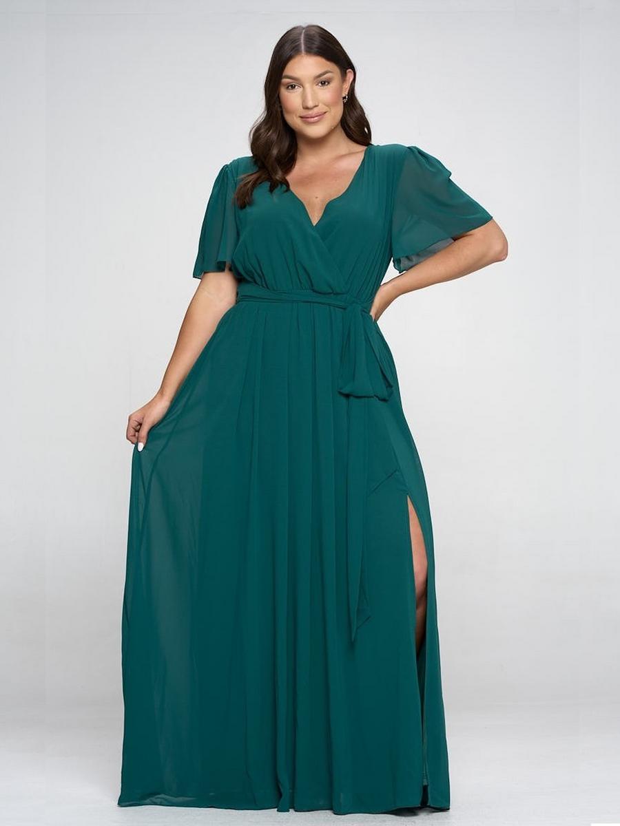 Curve Market - Chiffon Short Sleeve Maxi Dress