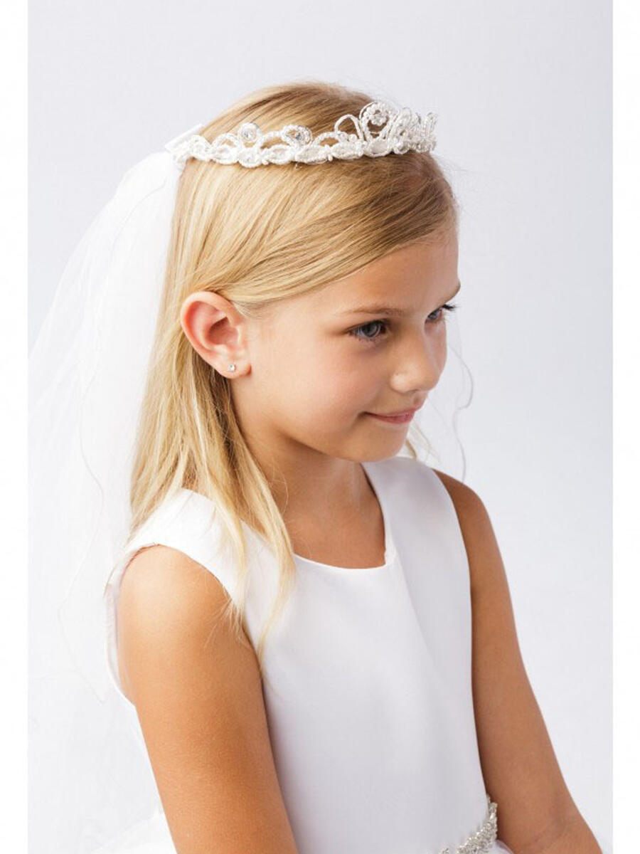 TIP TOP childrens - Pearl and Rhinestone Crown with Veil 710