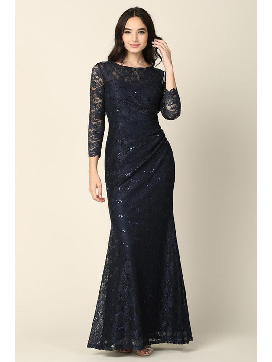 EVA - Long Sleeve Lace Gown High Neck 3397