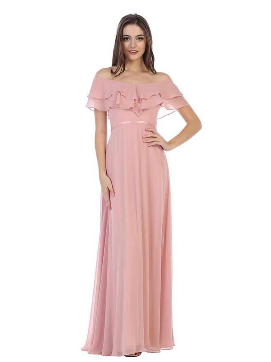 CINDY COLLECTION USA - Chiffon Gown-Draped Bodice