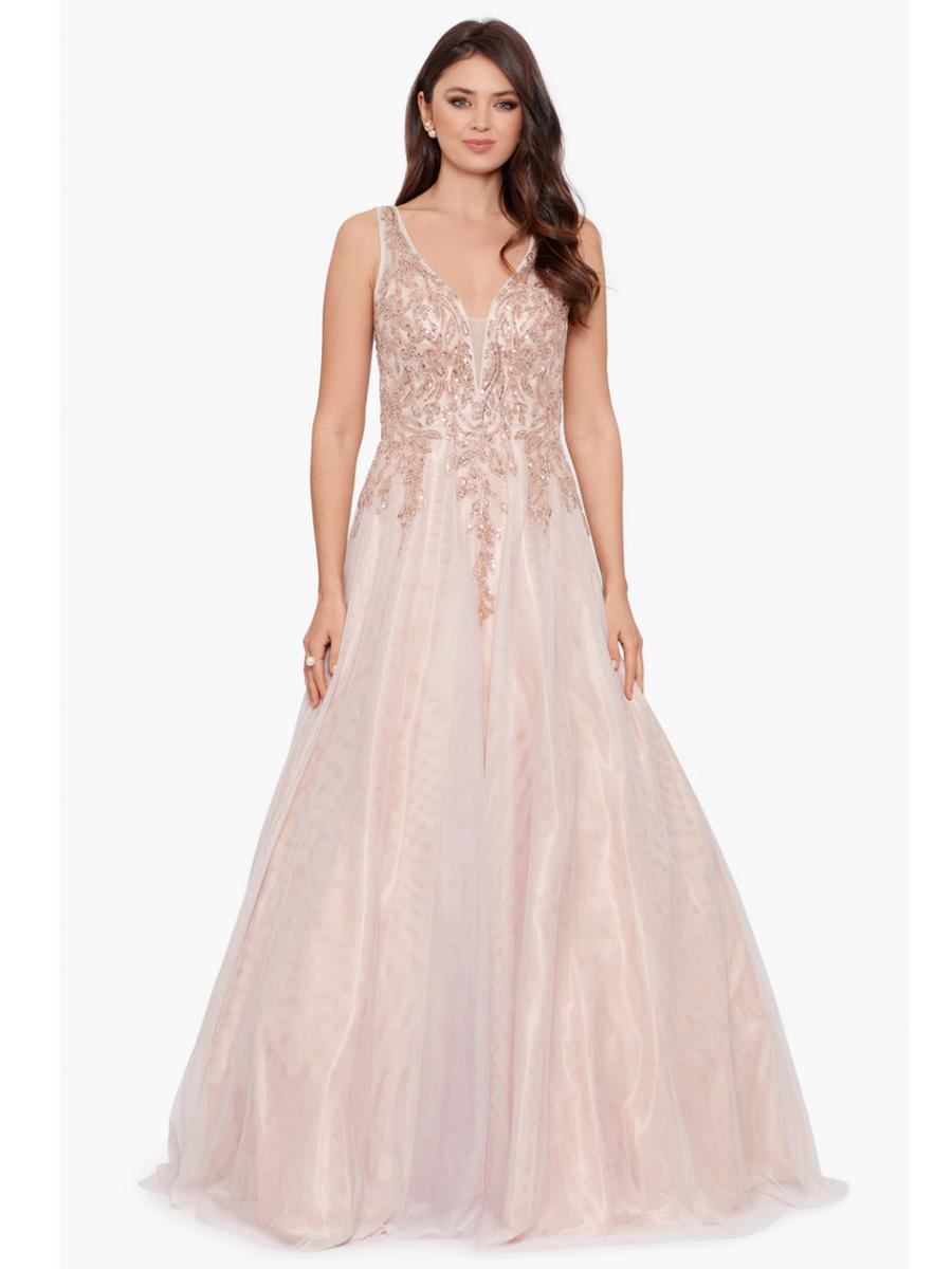 XSCAPE - Mesh Ball Gown Beaded Bodice