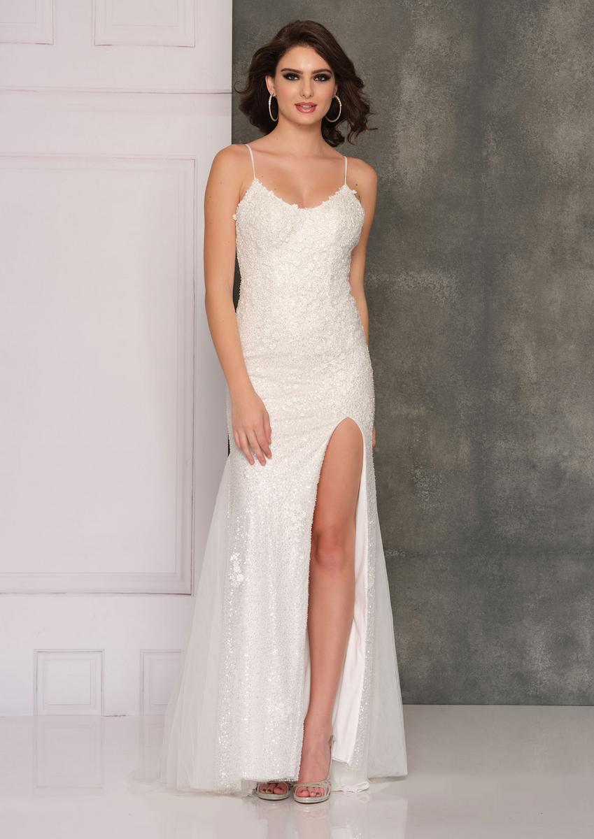 Dave and Johnny - Sequin High Slit Bridal Gown A10569
