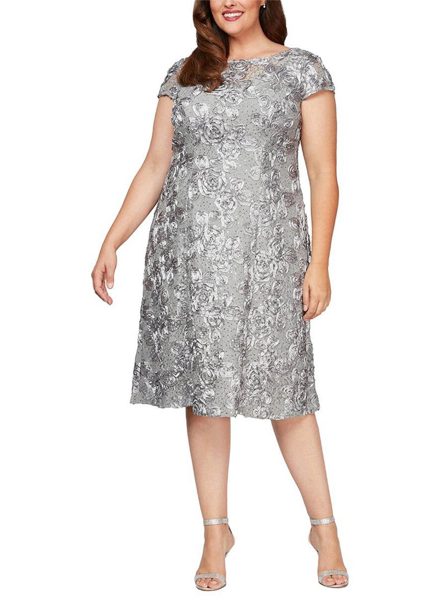 ALEX APPAREL GROUP INC - Plus Size Knee-Length Rosette Dress 4121570