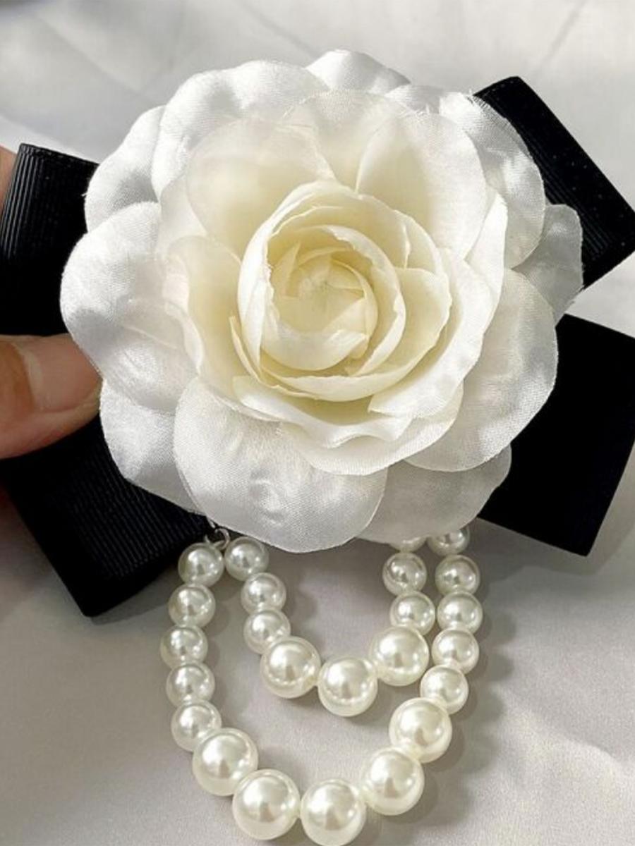 PEACH ACCESSORIES - Camellia Flower Brooch With Pearl 1551