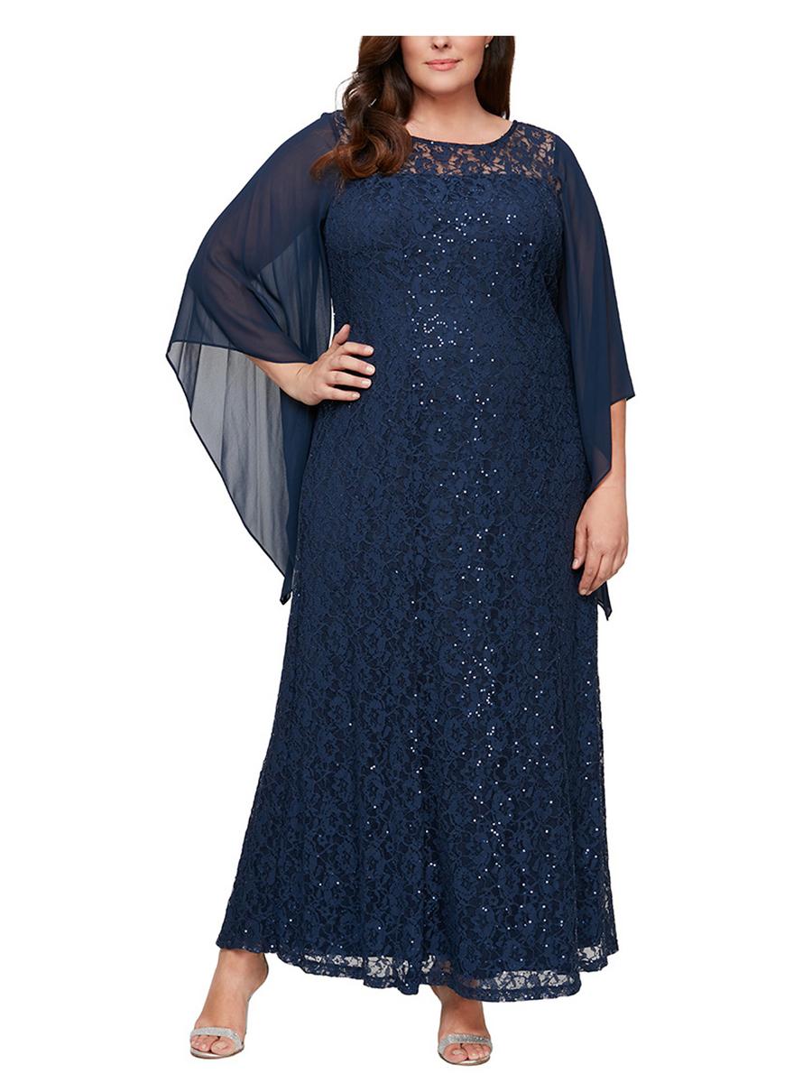 SALLY LOU - Sequin Gown Chiffon Cape Sleeves