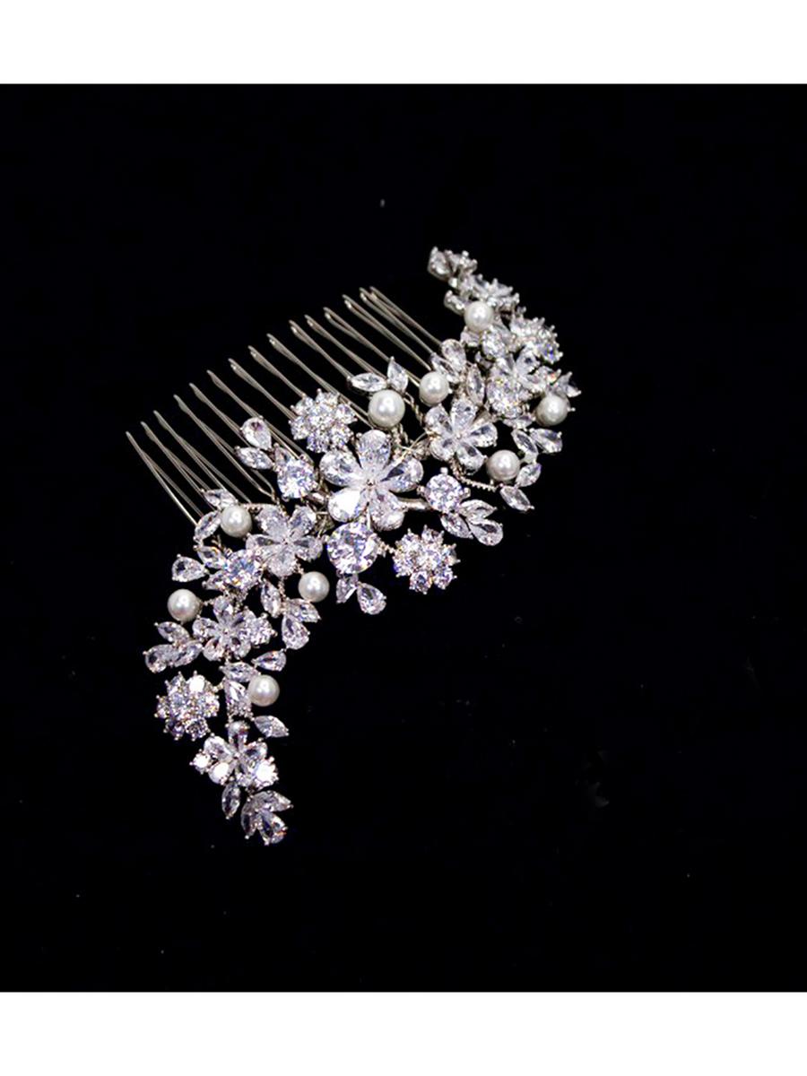 White Gem Design USA - Cubic Zircornia Flower Comb
