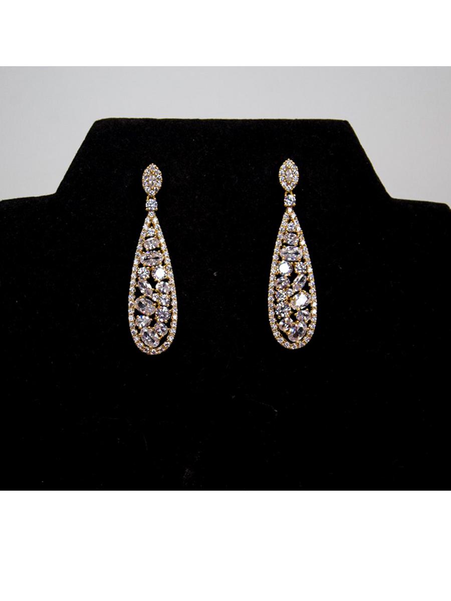 White Gem Design USA - Cubic Zirconia Large Oval Drop Earring 2603
