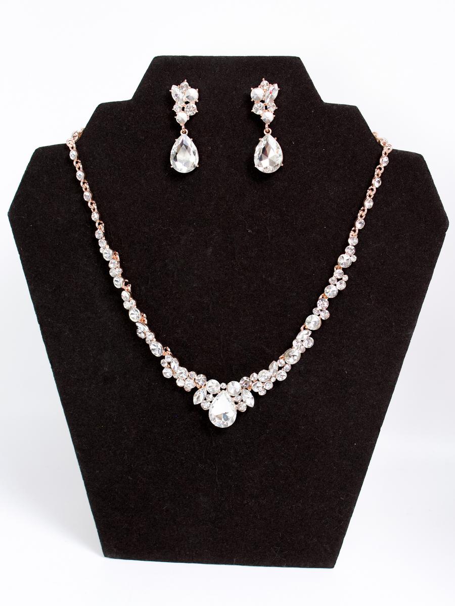 Cristal Dor - Rhinestone Earring Necklace Set 7633