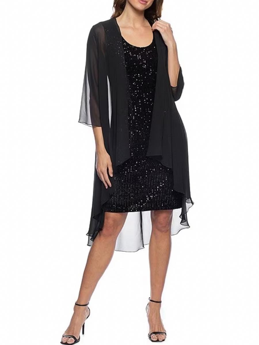 MARINA - Sequin Dress with Chiffon Jacket 268593