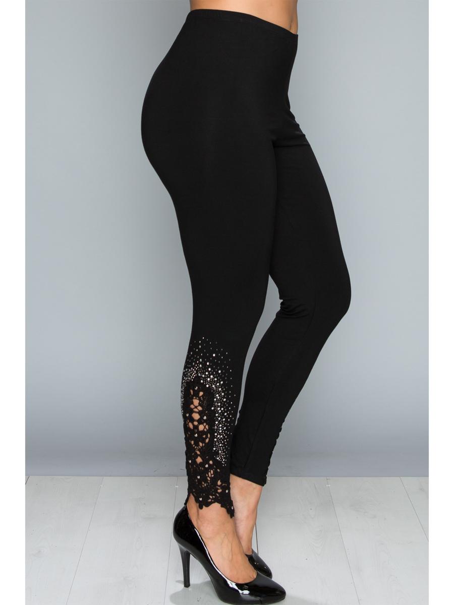 Vocal Apparel - Plus Leggings With Lace And Rhinestones IM0830PX