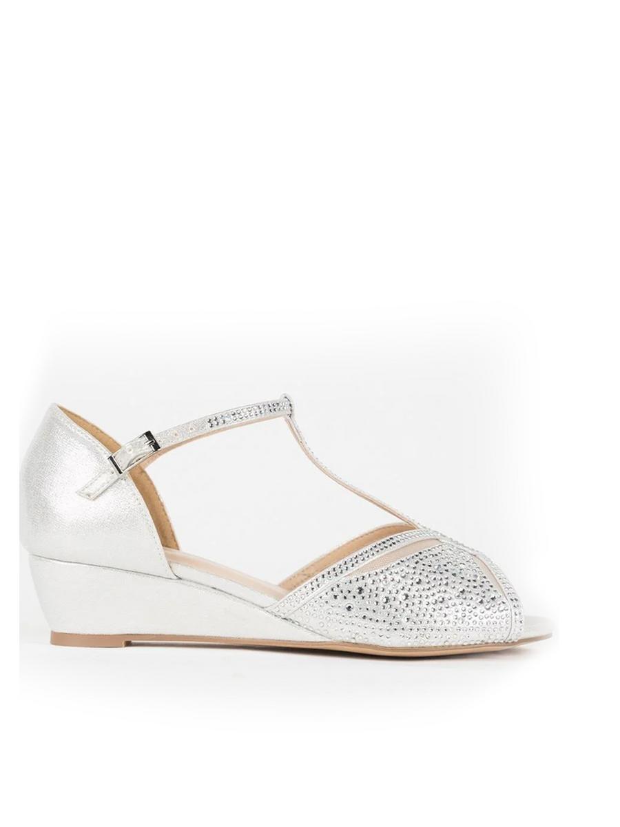 Touch Ups and Dyables - Low Wedge T-Strap Rhinestone JANELLEW