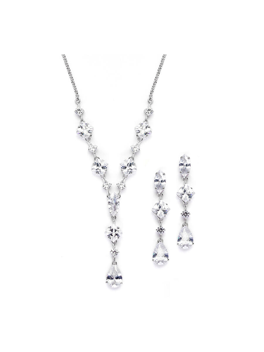MARIELL - Cubic Zirconia Necklace And Earring