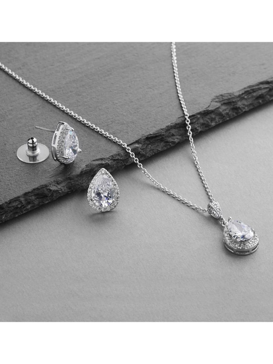 MARIELL - CZ Pear Shape Necklace & Earring Set