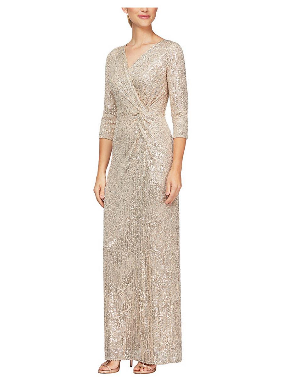 ALEX APPAREL GROUP INC - Long Sleeve Sequin Gown