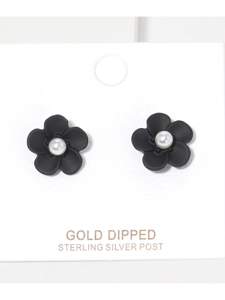 WONA TRADING INC - Gold Dipped Flower Stud Earrings