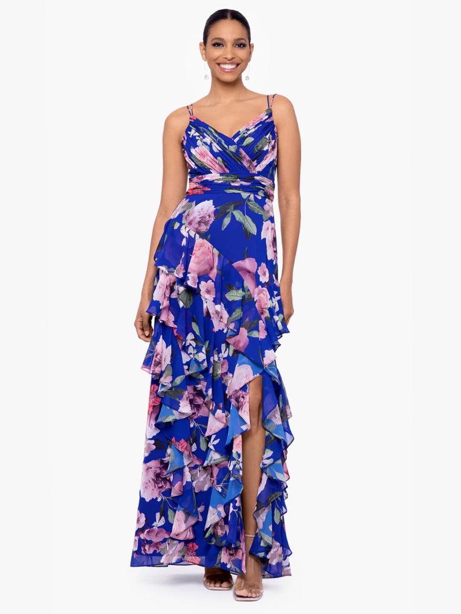 XSCAPE - Floral Tiered Gown 5581X