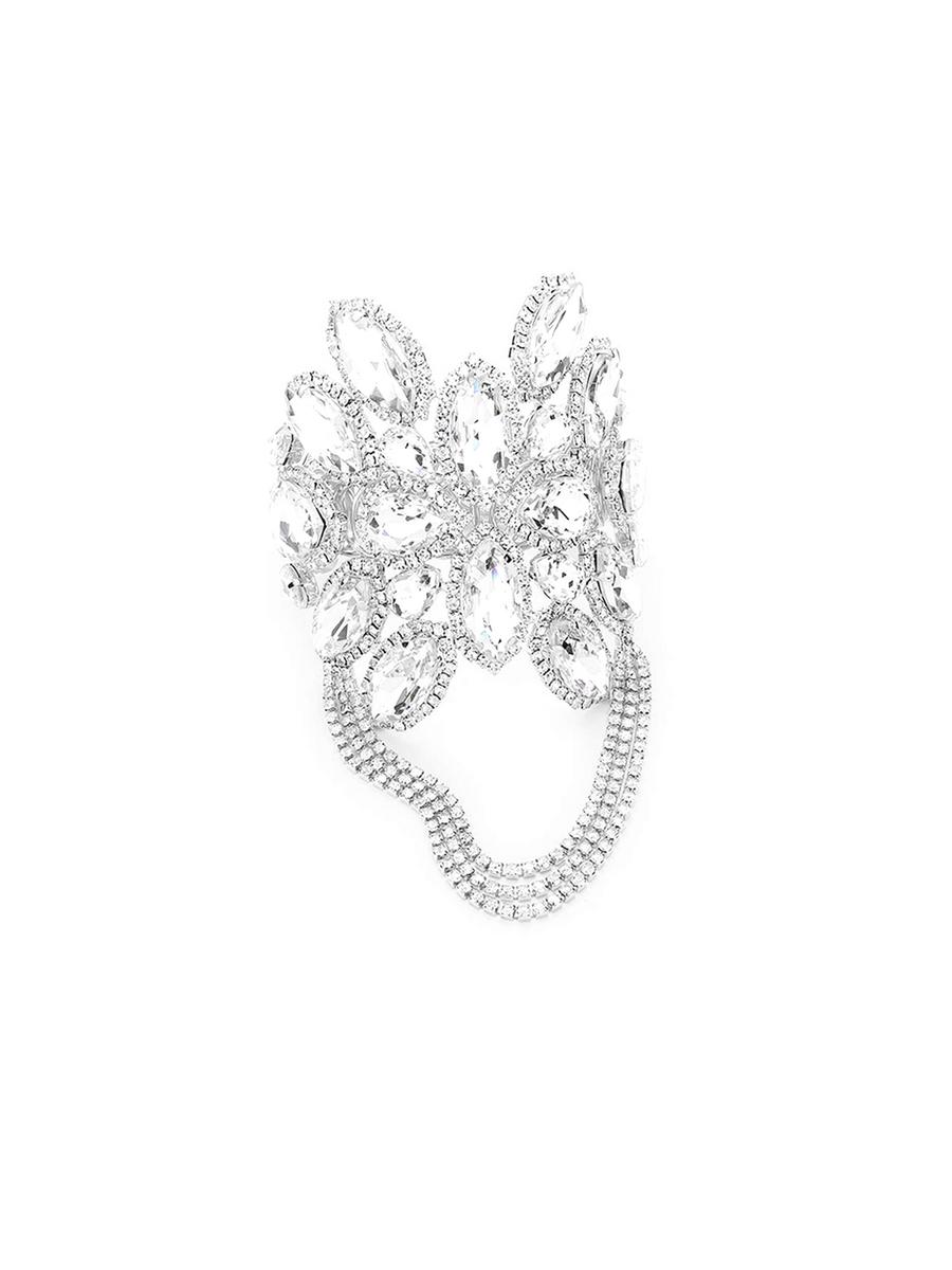 WONA TRADING INC - Marquise Floral Crystal Adjustable Evening Bracel EVB1133