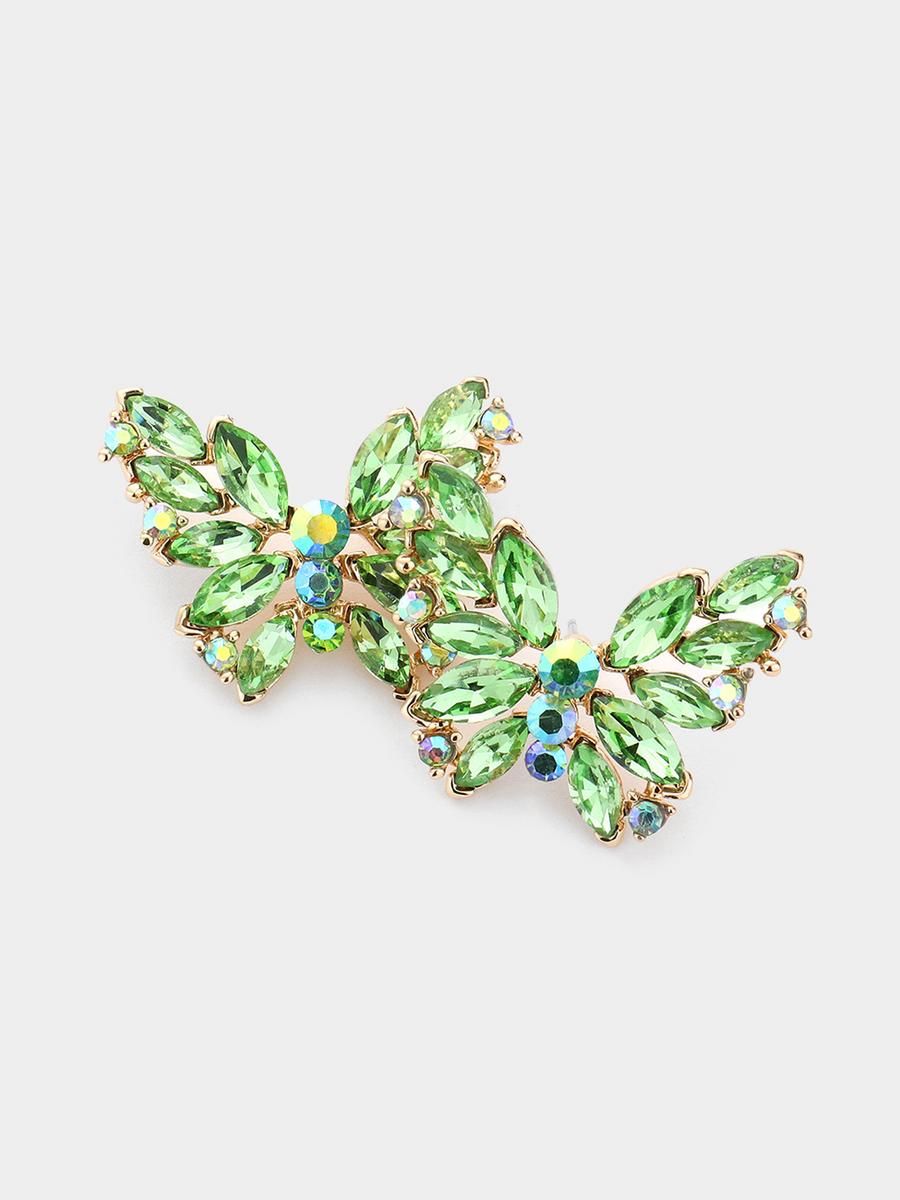 WONA TRADING INC - Round Marquise Stone Cluster Butterfly Evening Ear