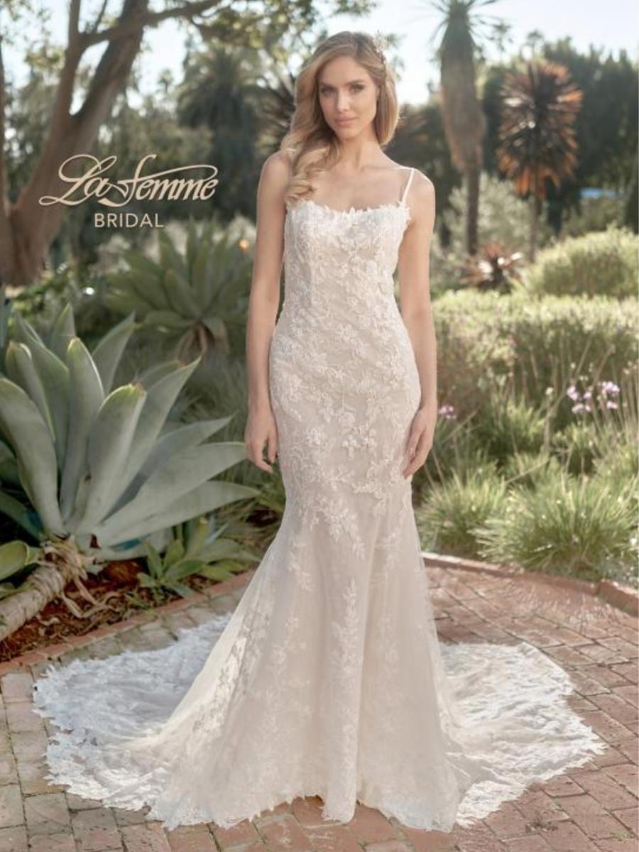 La Femme - Embroidered Illusion Back Bridal Gown