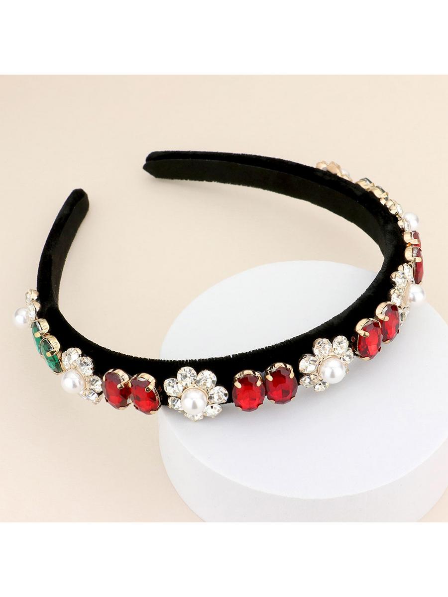 WONA TRADING INC - Multi Stone Pearl Embellished Flower Headband HDH4615
