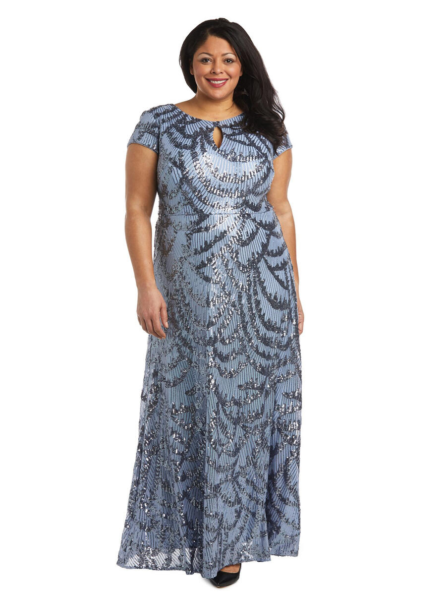 NIGHTWAY - Short Sleeve Sequin Gown N/A 22018W