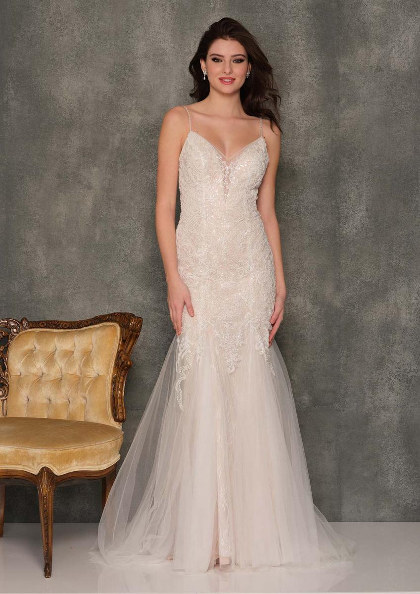 Dave and Johnny - Beaded Embroidered Bridal Gown Spaghetti Straps