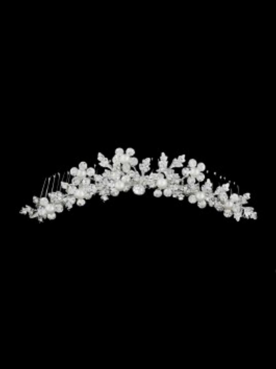 DS BRIDAL    DAE SUNG . - Long Comb With Pearl Rhinestone R8-2989