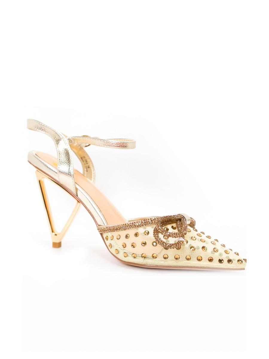 Lady Couture - Mesh Rhinestone Trimmed Pump