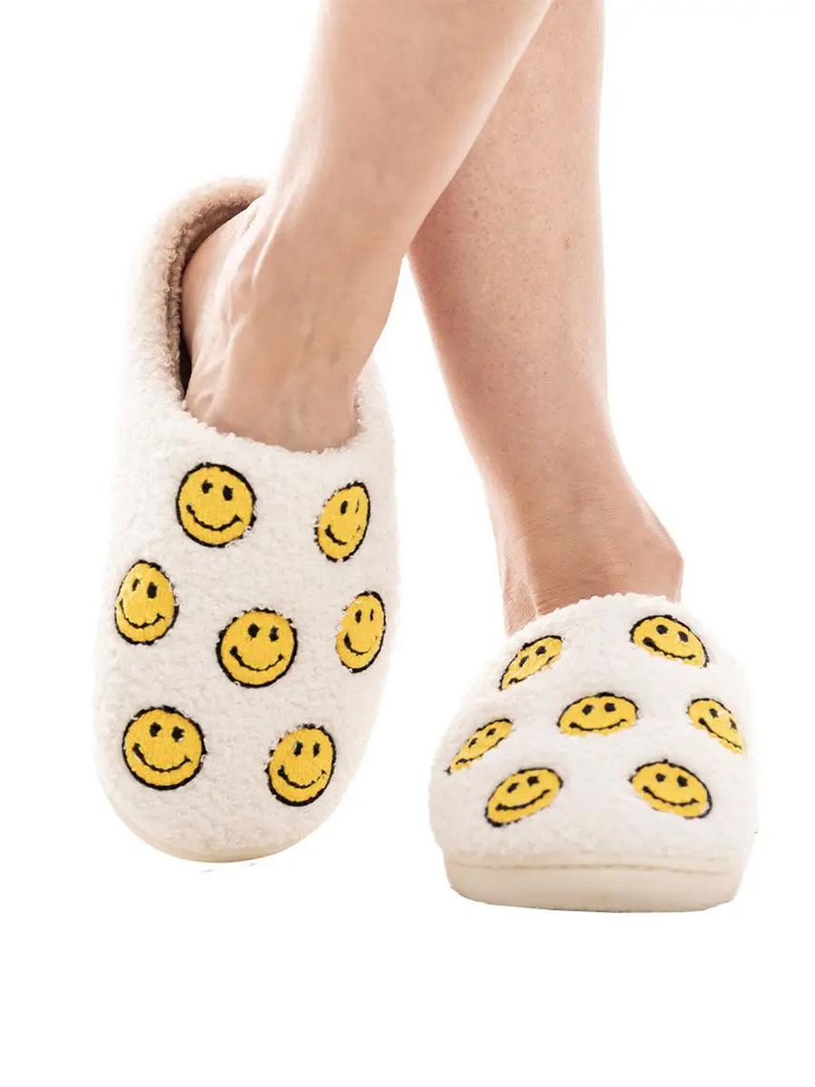 KATYDID COLLECTION - Happy Face All Over Sherpa Slippers 111ALLOVER