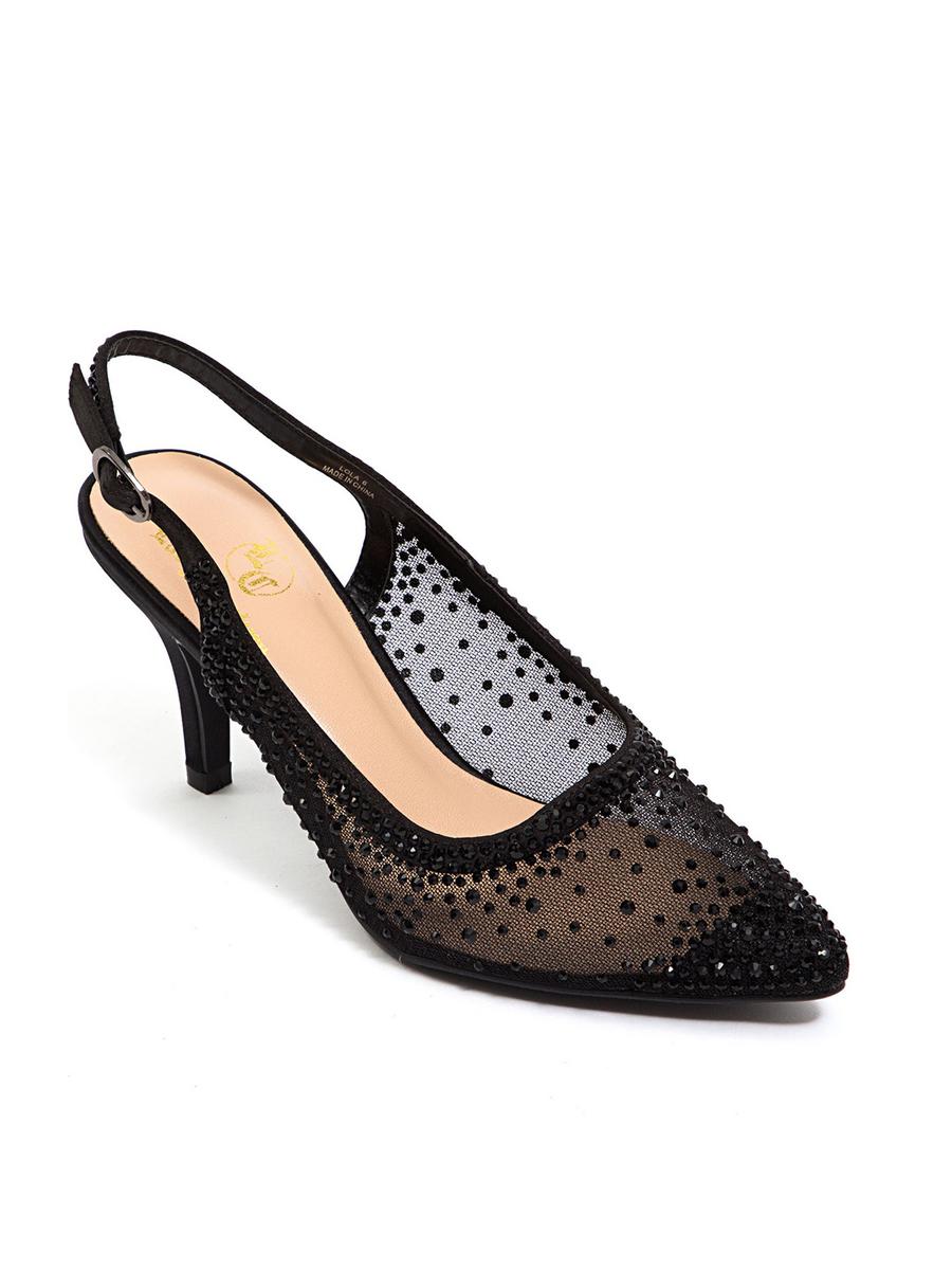 Lady Couture - Rhinestone Pointy Low Heel Sling Back LOLA
