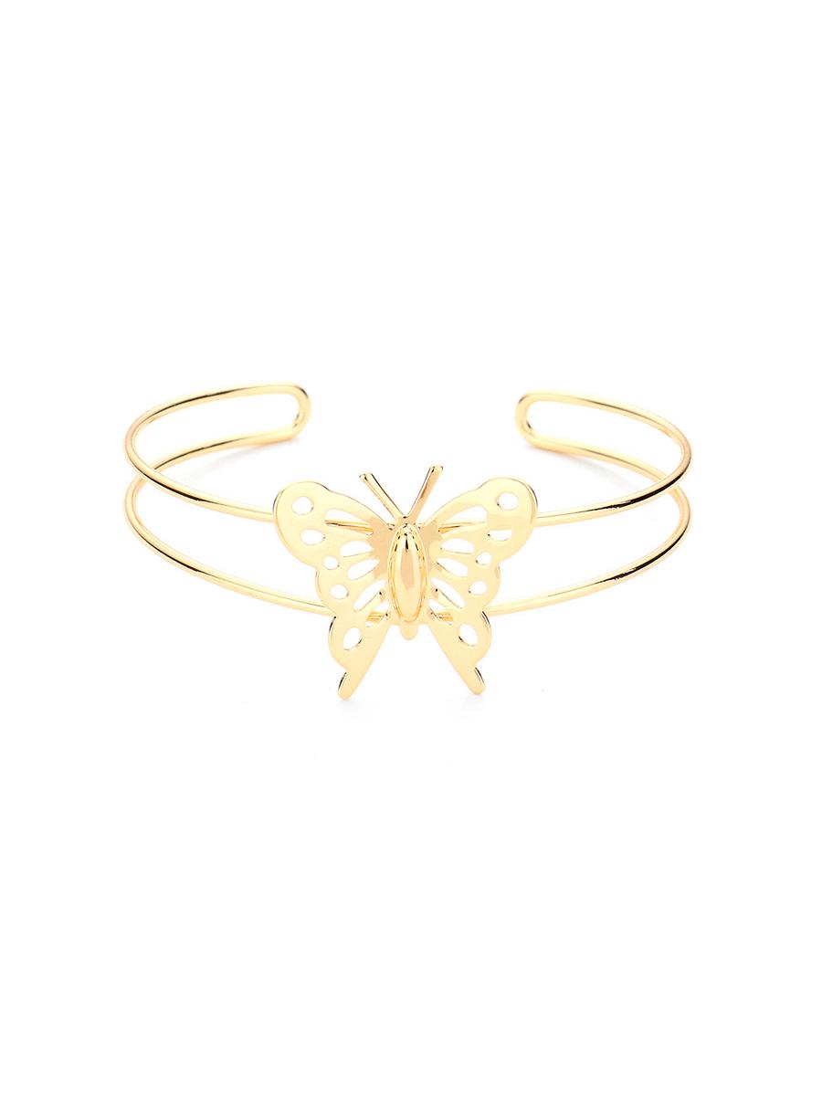 WONA TRADING INC - Cut Out Metal Butterfly Accented Cuff Bracelet