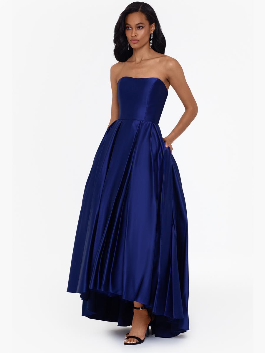 Betsy & Adam, Ltd. - Strapless Satin High-Low Gown A18224