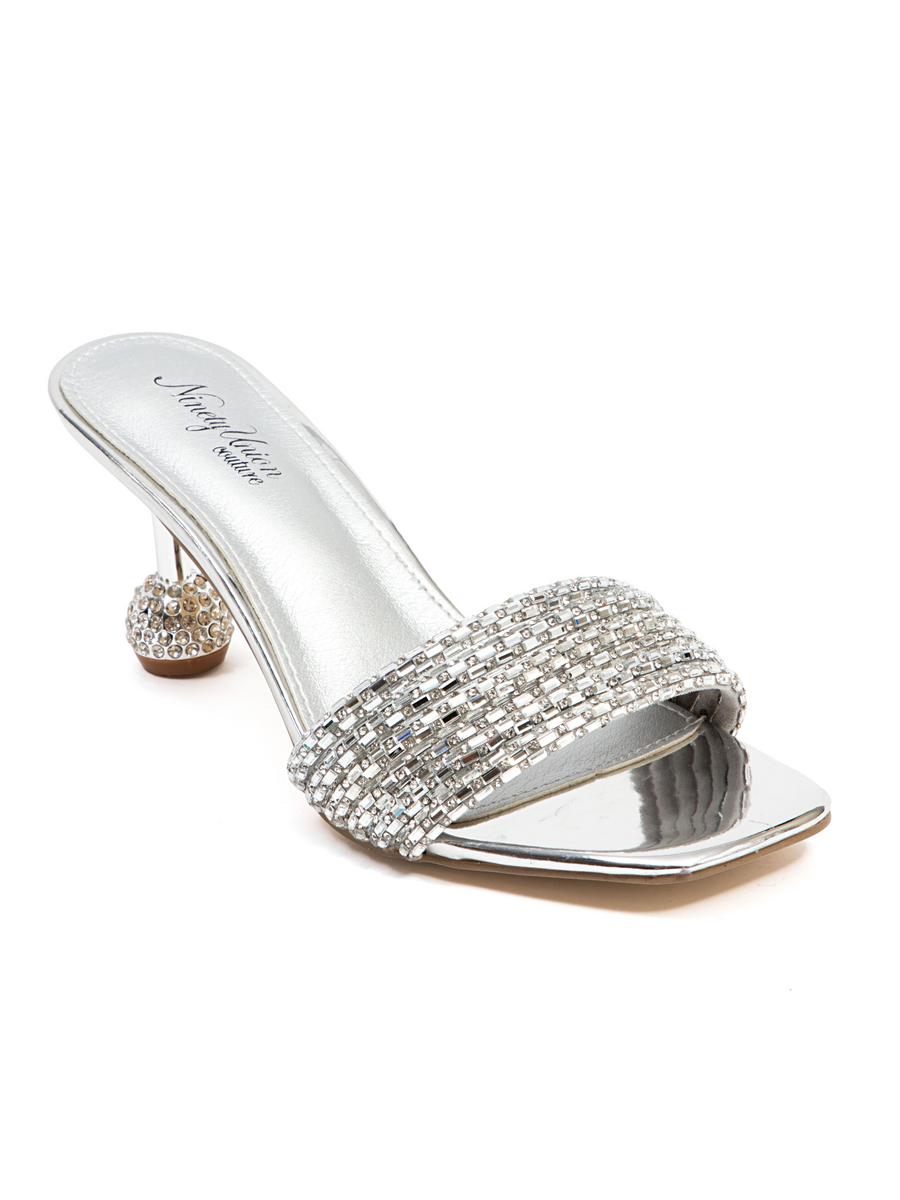 Lady Couture - Rhinestone Ball Heel Wide Strap