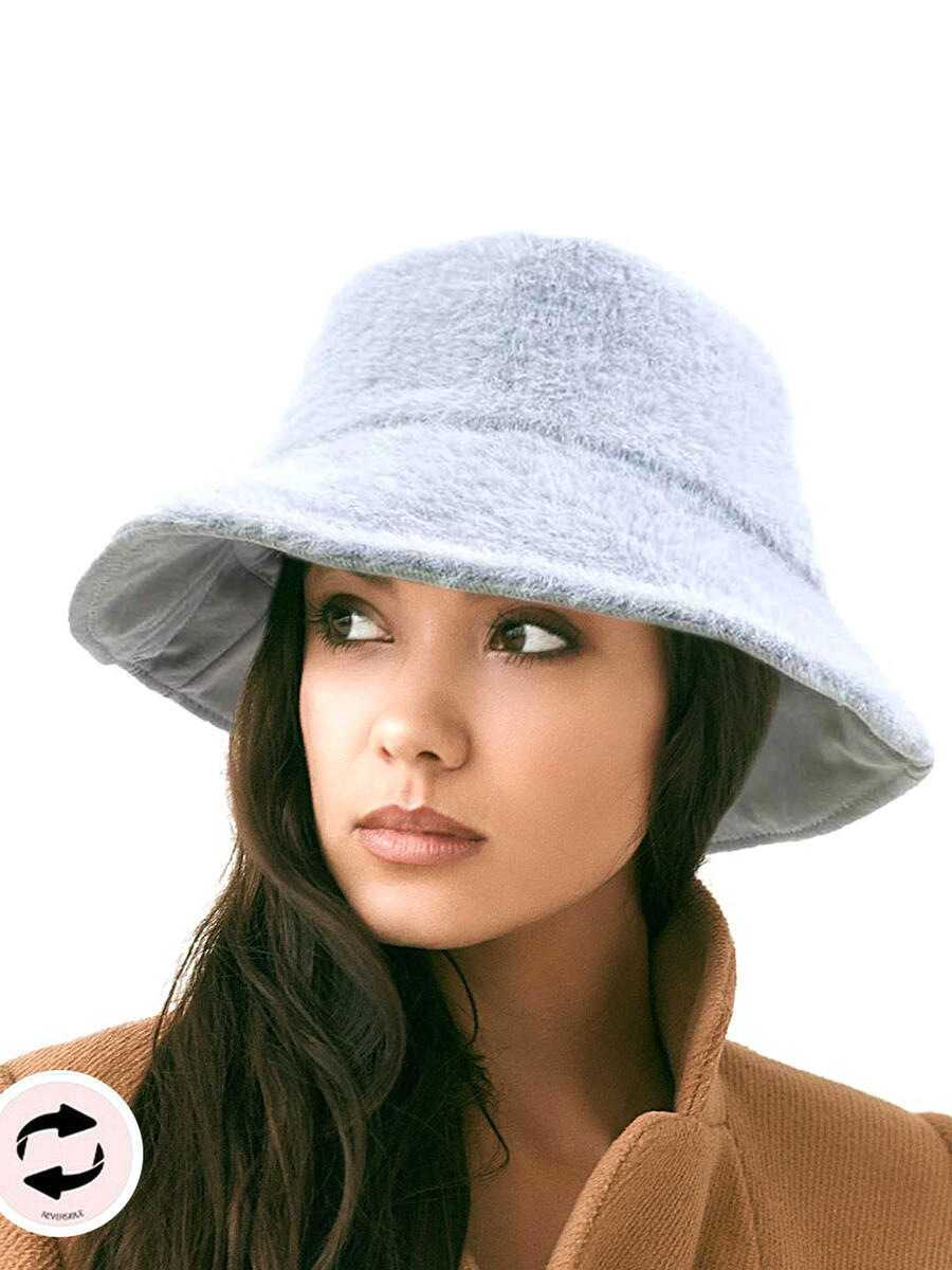 WONA TRADING INC - Reversible Solid Soft Faux Fur Bucket Hat H2007