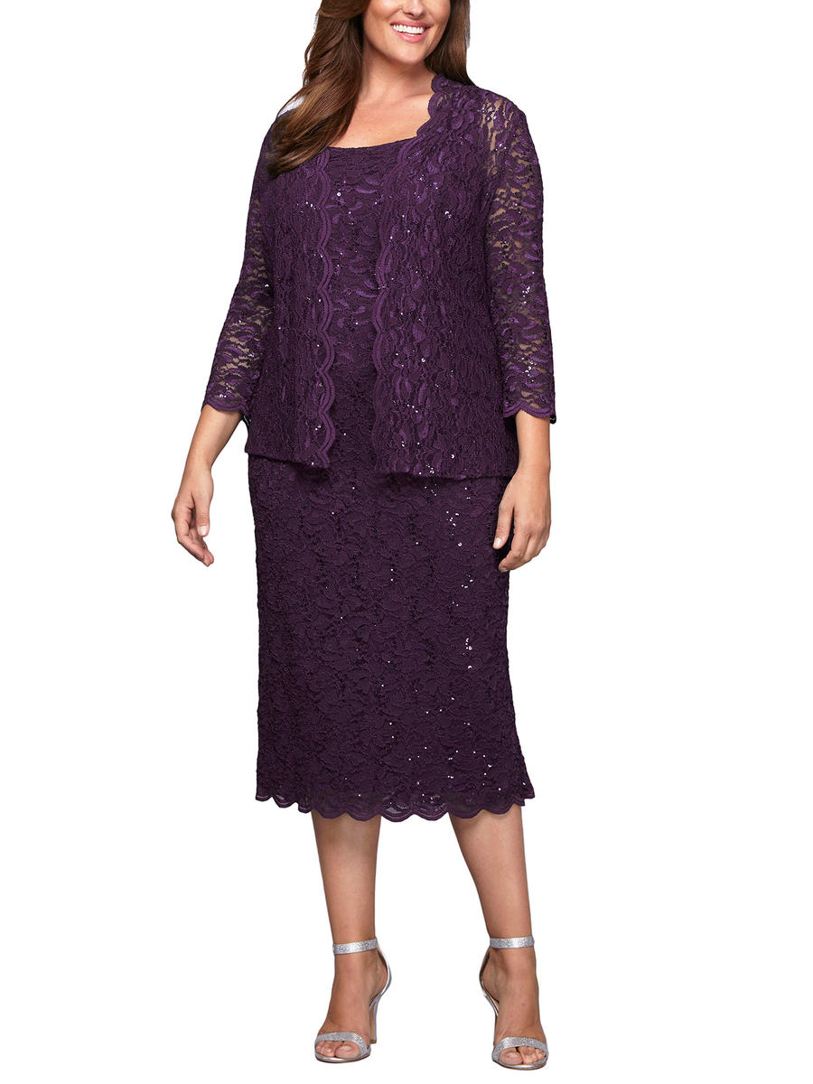 ALEX APPAREL GROUP INC - Sequined Lace Dress with Jacket