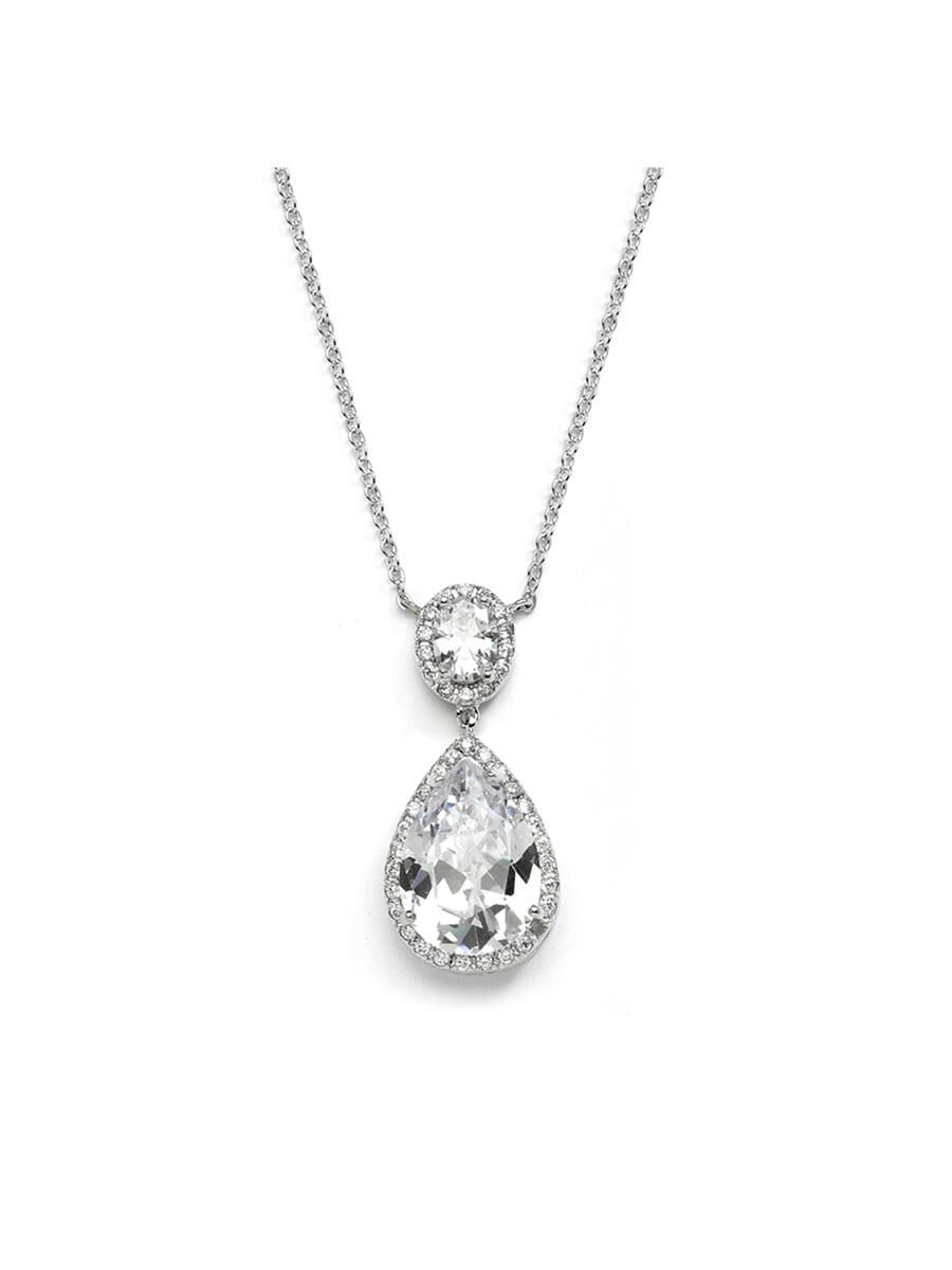 MARIELL - Couture Cubic Zirconia Pear-Shaped Bridal Necklace 2074N