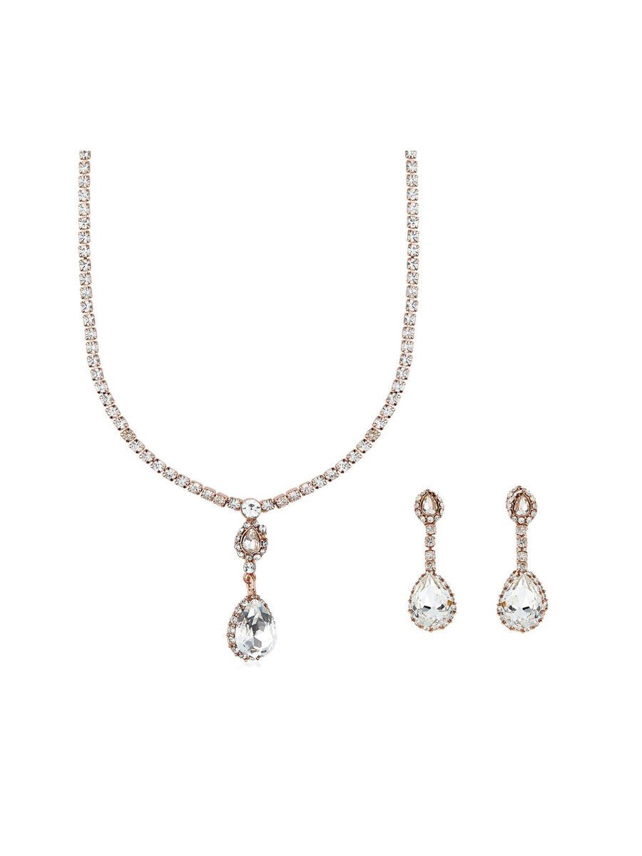 THE BRIDAL VEIL CO - Rhinestone Earring And Necklace Set 12549