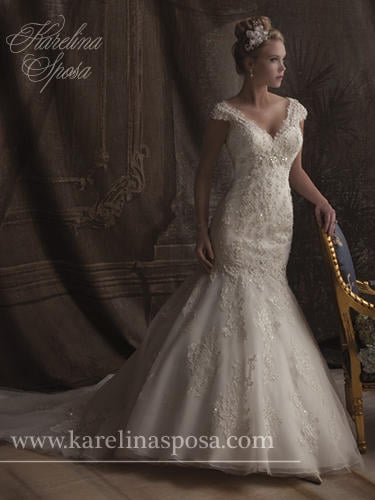 Marys Bridal - Embellished V-Neck Trumpet C7908
