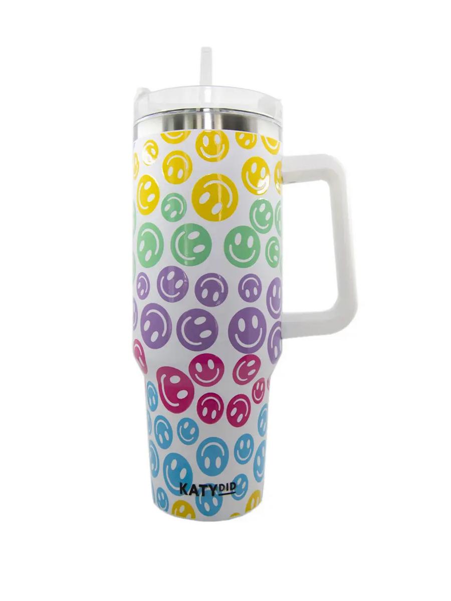 KATYDID COLLECTION - Pastel Happy Face Tumbler Cup With Handle KDCTUMB03