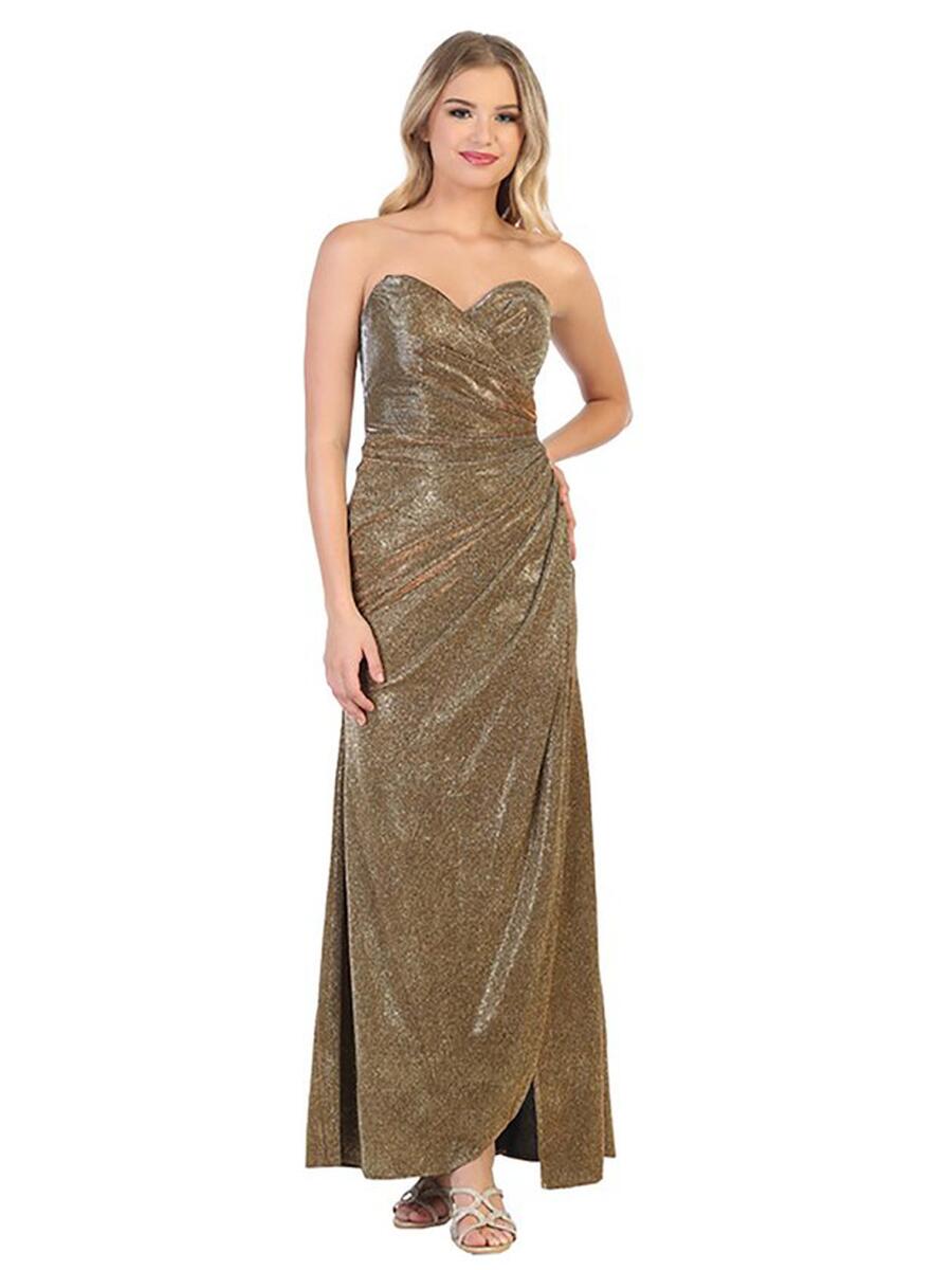 CINDY COLLECTION USA - Strapless Metallic Wrap Gown