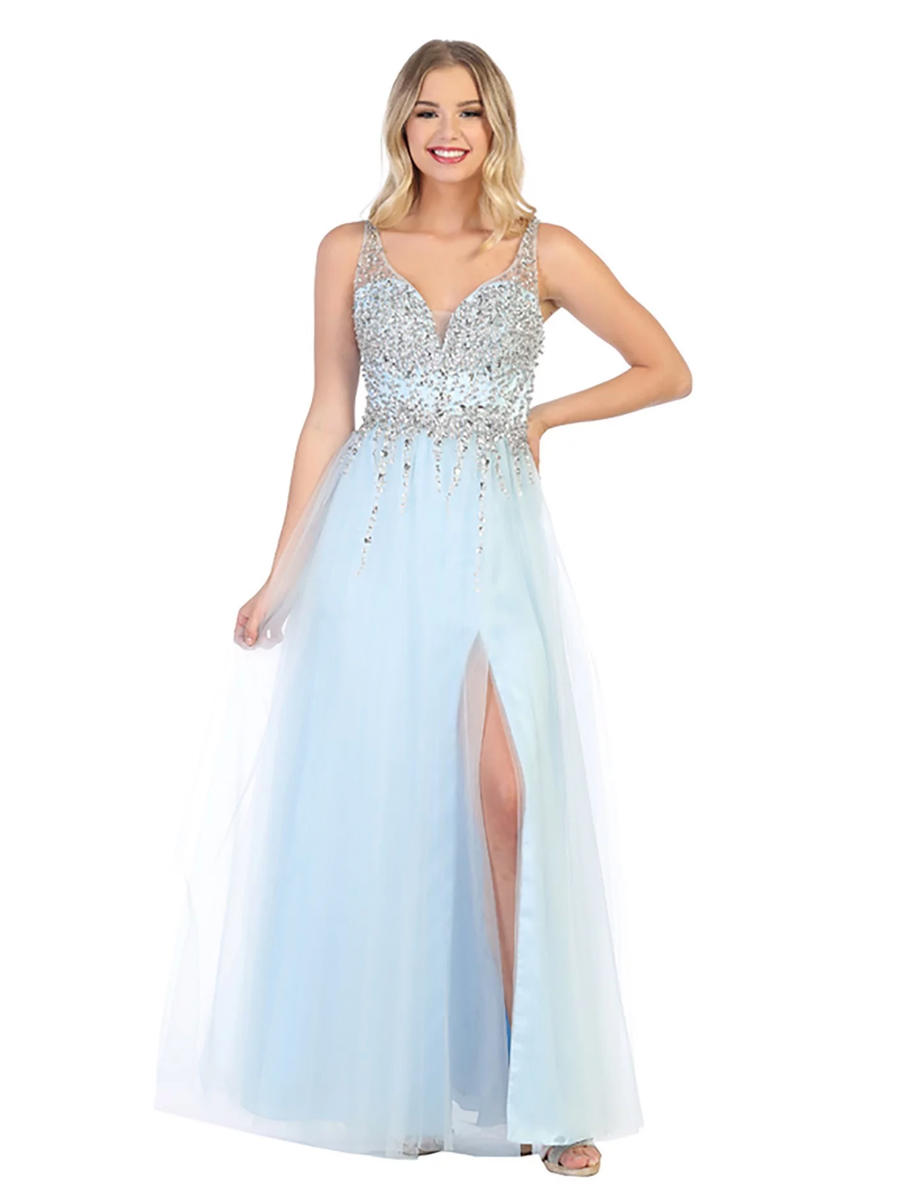 CINDY COLLECTION USA - Mesh Gown-Bead Bodice 50381