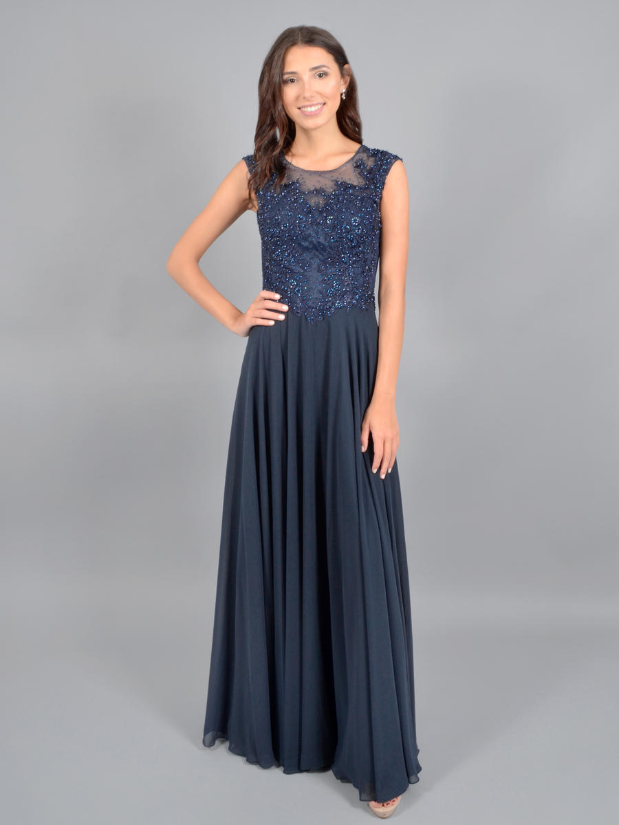 CINDY COLLECTION USA - Chiffon Gown-Embroidered Bodice-ScDR 50402
