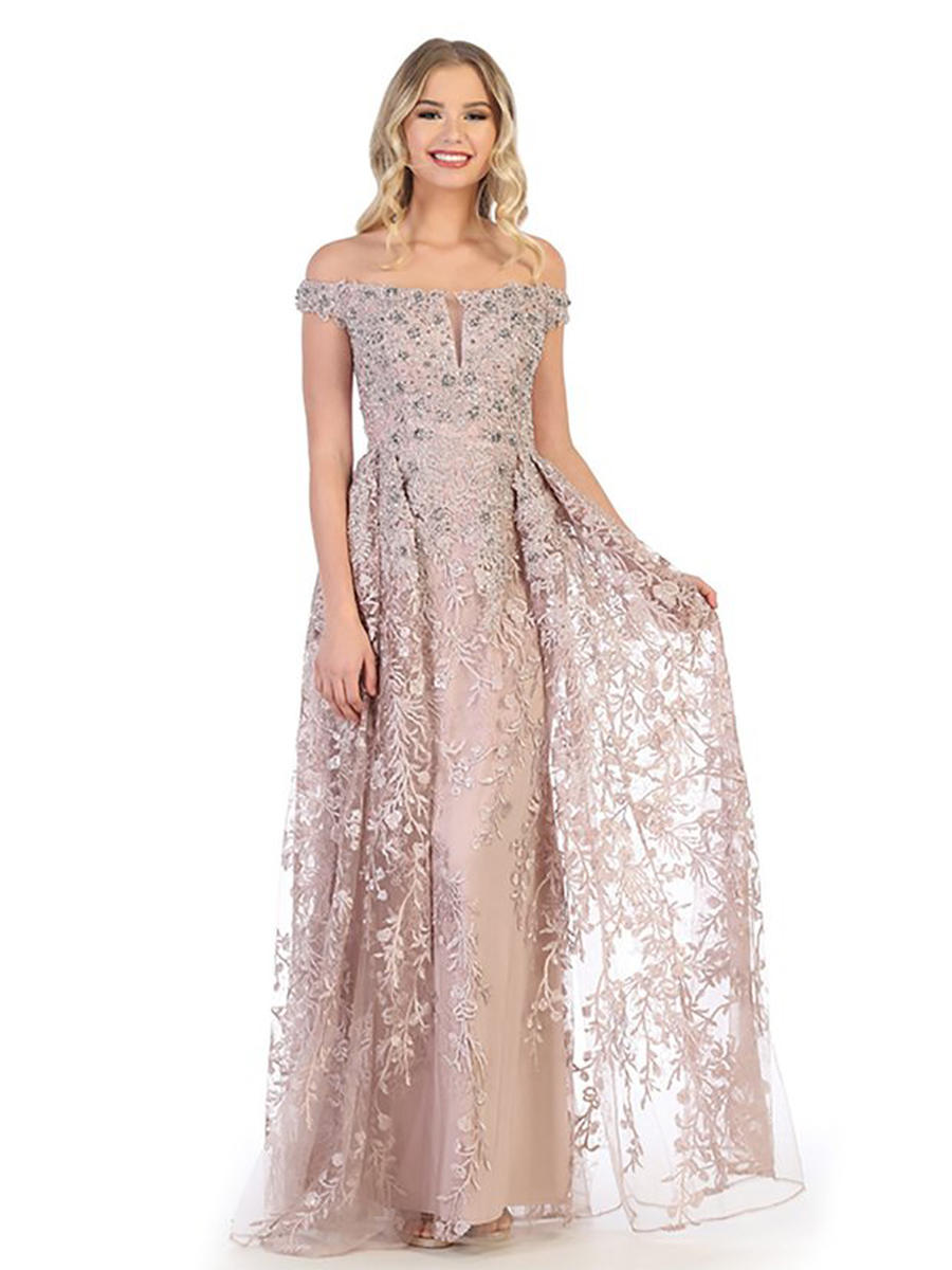 CINDY COLLECTION USA - Embroidered Flyaway Gown-Bead Bodic 50420