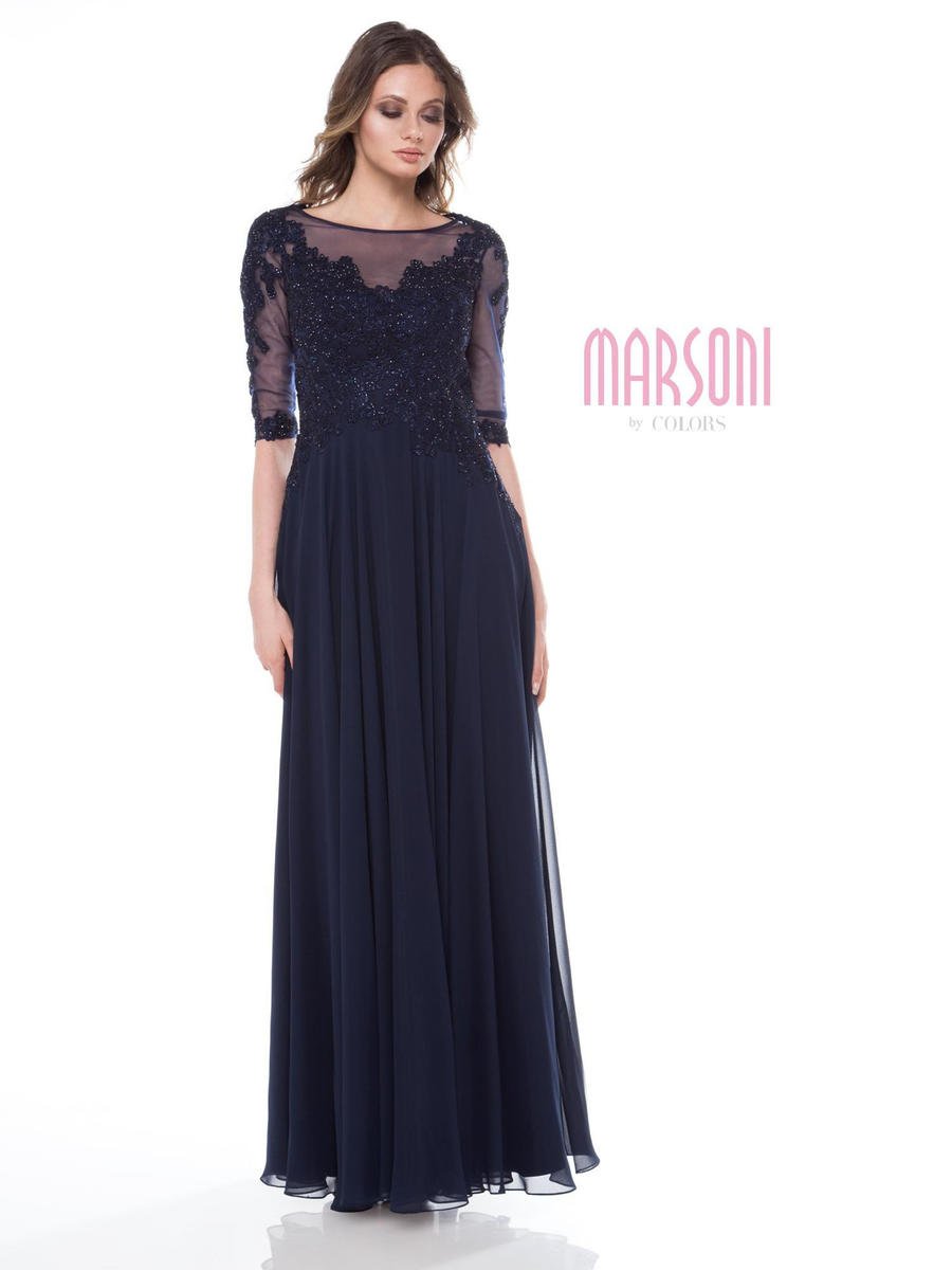 MARSONI - Chiffon Gown Beaded Bodice M157